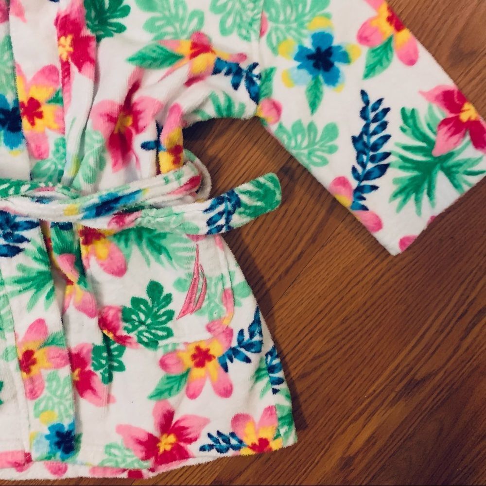Nautica Bright Colorful Terry Cloth Robe W/Belt Swim Cover Up Size 5/6 - Picture 6 of 13